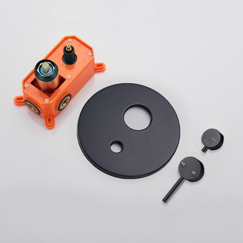 Set de dus negru cu para rotunda tip ploaie 25 cm, Green 1268