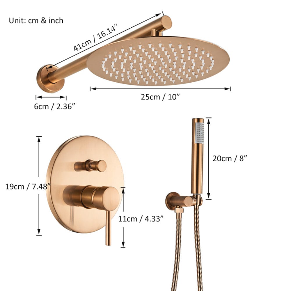 Set de dus Pale Rose cu para rotunda tip ploaie 25 cm