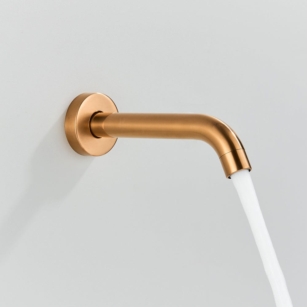 Set de dus Rose Gold cu montaj in tavan, 3 functii de curgere, para rotunda tip ploaie 25 cm