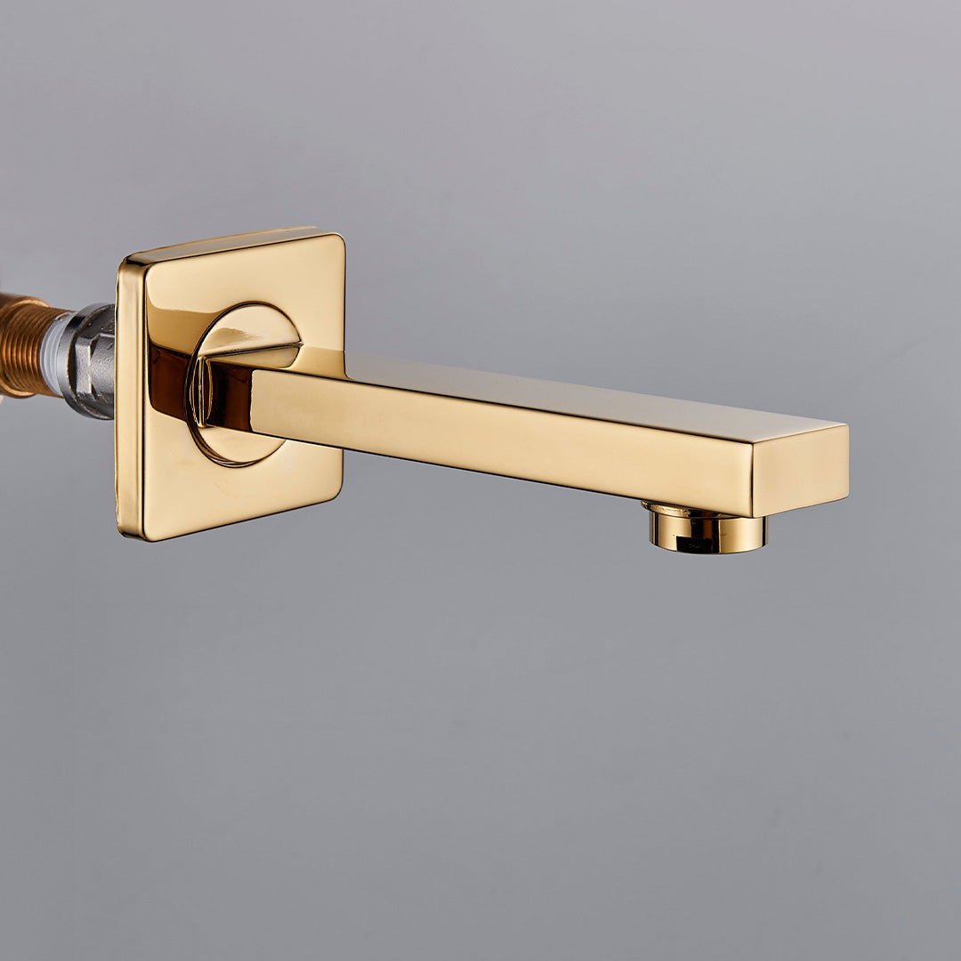 Set de dus tip ploaie, auriu lucios, pară 30 cm, 3 funcții de curgere