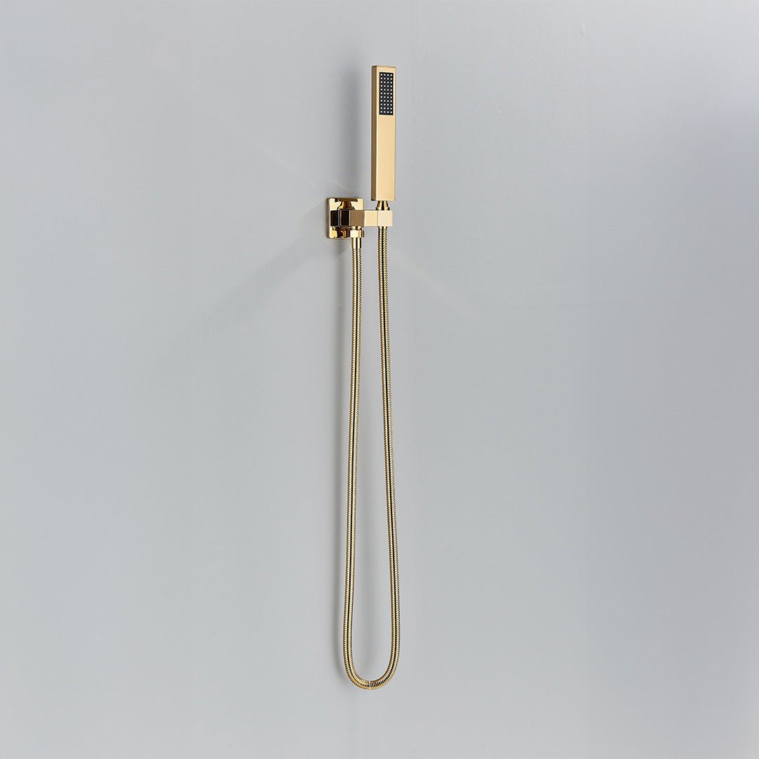 Set de dus tip ploaie, auriu lucios, pară 30 cm, 3 funcții de curgere