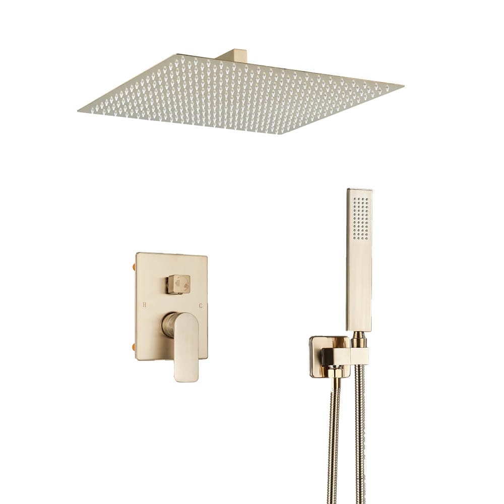 Set de dus tip ploaie , auriu nichelat (semi-lucios), para 40 cm, cu 2 functii de curgere