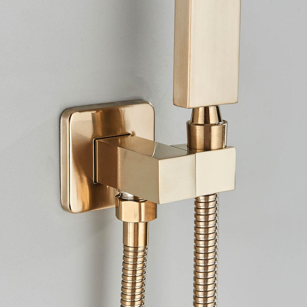 Set de dus tip ploaie , auriu nichelat (semi-lucios), para 40 cm, cu 2 functii de curgere