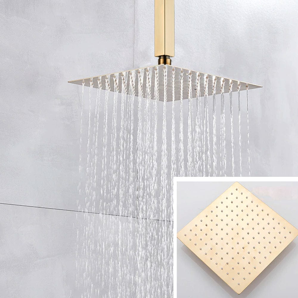 Set de dus tip ploaie, incastrabil in tavan, auriu nichelat (semi-lucios), cu 2 functii de curgere