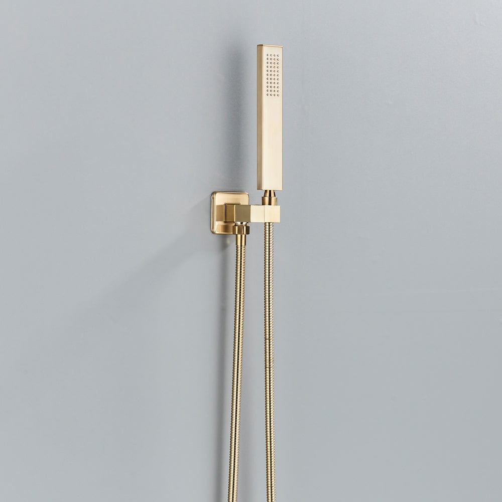 Set de dus tip ploaie, incastrabil in tavan, auriu nichelat (semi-lucios), cu 2 functii de curgere