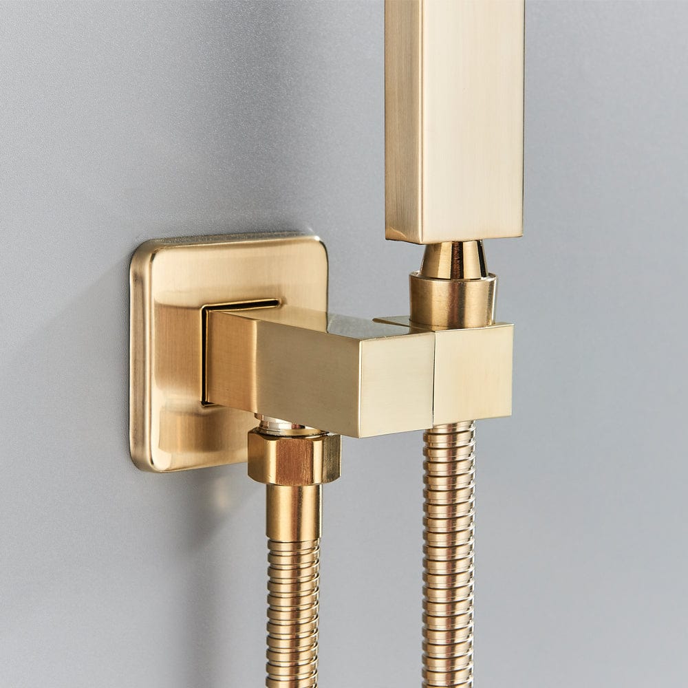 Set de dus tip ploaie, incastrabil in tavan, auriu nichelat (semi-lucios), cu 2 functii de curgere