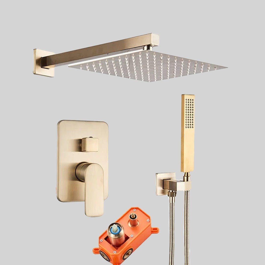 Set de dus tip ploaie River 1255, auriu nichelat (semi-lucios), para 30 cm, cu 2 functii de curgere