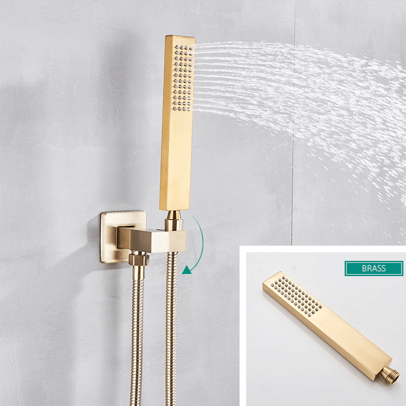 Set de dus tip ploaie River 1255, auriu nichelat (semi-lucios), para 30 cm, cu 2 functii de curgere