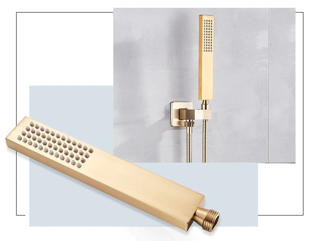 Set de dus tip ploaie River 1255, auriu nichelat (semi-lucios), para 30 cm, cu 2 functii de curgere