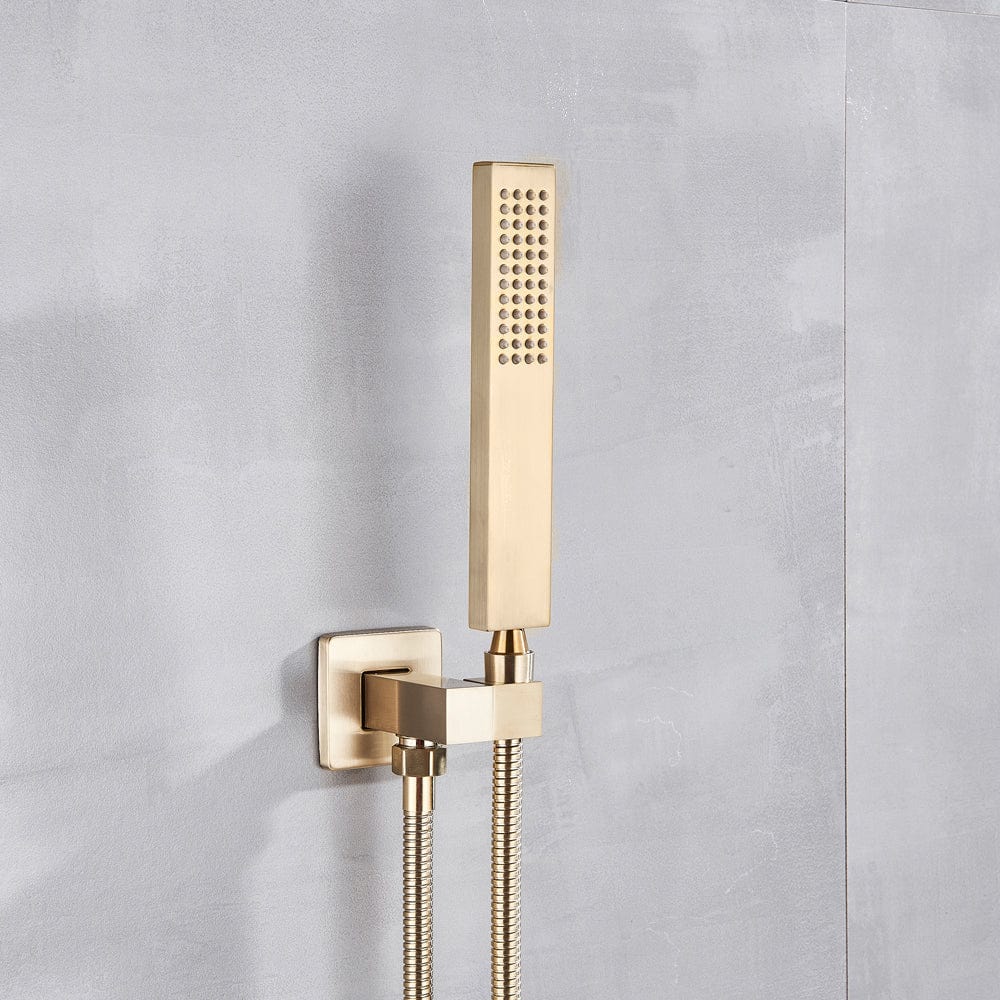 Set de dus tip ploaie River, auriu nichelat, para 30 cm, 3 functii de curgere