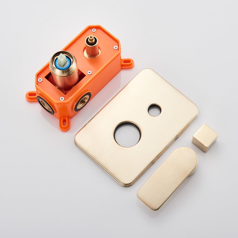 Set de dus tip ploaie River, auriu nichelat, para 30 cm, 3 functii de curgere