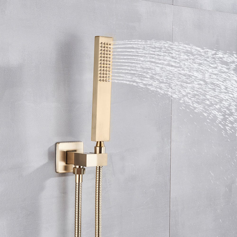 Set de dus tip ploaie River, auriu nichelat, para 30 cm, 3 functii de curgere