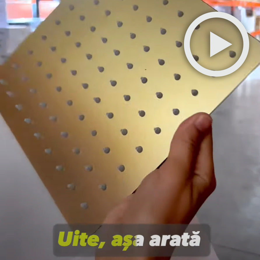 Coloana Dus, cu para patrata si efect de ploaie, auriu nichelat