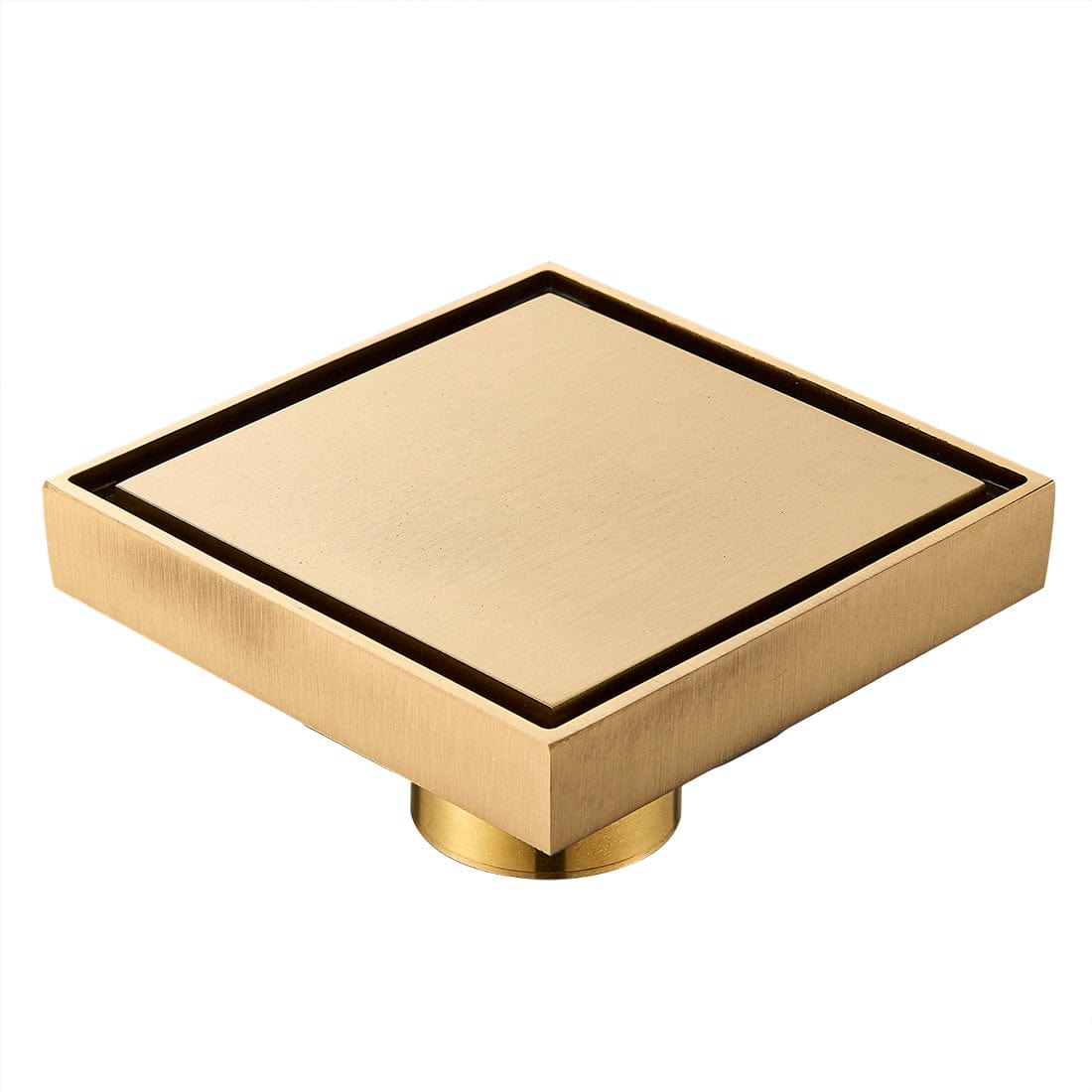 Sifon de pardoseala antimiros, cu iesire verticala, diametru ramă 100 mm, diametru scurgere 38 mm, doua fețe suport fixare placa gresie, auriu nichelat