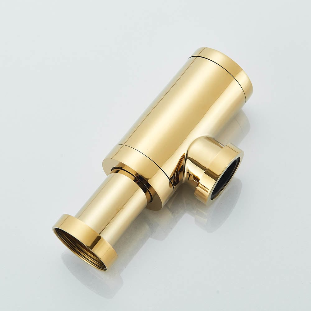 Sifon decorativ pentru lavoar și ventil universal cu click-clack, auriu lucios