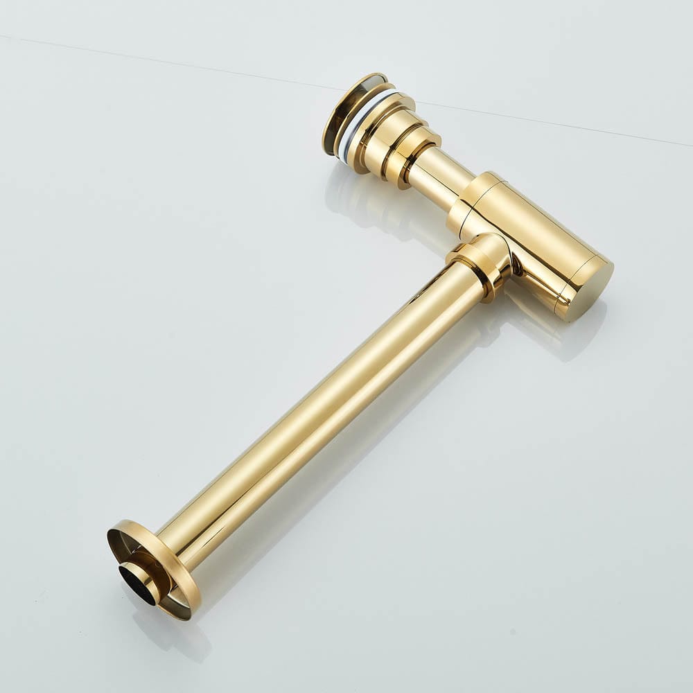 Sifon decorativ pentru lavoar și ventil universal cu click-clack, auriu lucios