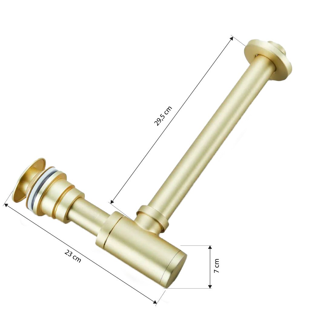 Sifon decorativ pentru lavoar și ventil universal cu click-clack, auriu periat, 1182