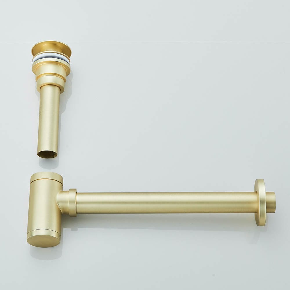 Sifon decorativ pentru lavoar și ventil universal cu click-clack, auriu periat, 1182