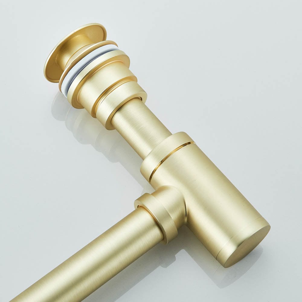 Sifon decorativ pentru lavoar și ventil universal cu click-clack, auriu periat, 1182