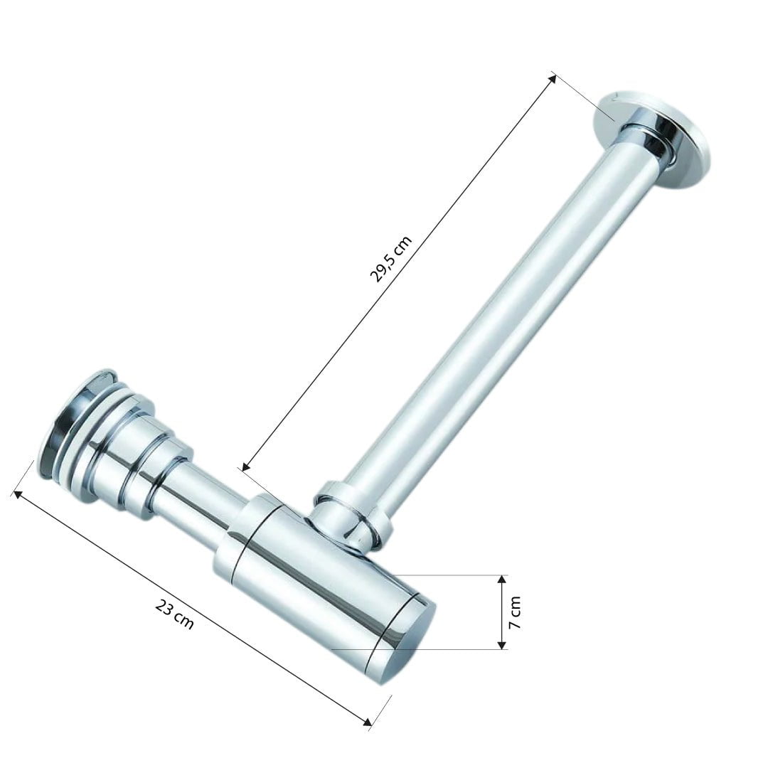 Sifon decorativ pentru lavoar și ventil universal cu click-clack, crom
