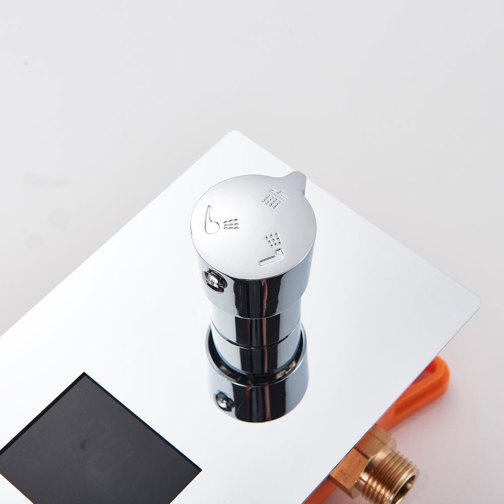 Sistem de dus Rainjoy, cromat, incastrat in tavan, para patrata 50 cm, functie led, culoare dinamica, in functie de temperatura apei, hidromasaj