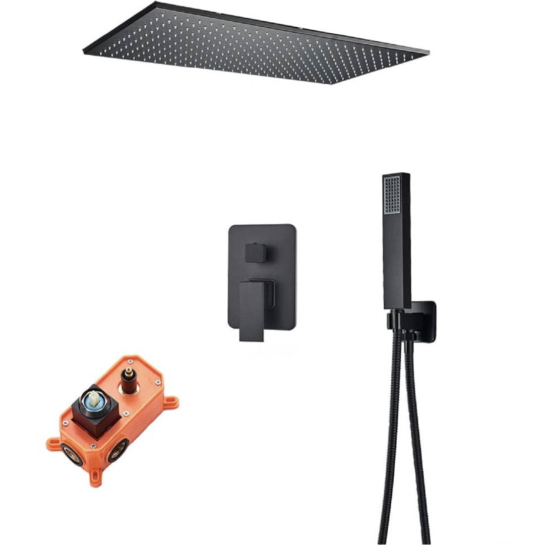 Sistem de dus Sensation, incastrat in tavan, para dreptunghiulara 80/40 cm, 2 functii de curgere, negru mat