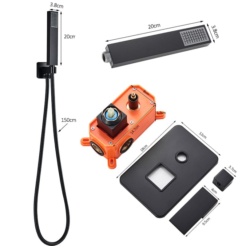 Sistem de dus Sensation, incastrat in tavan, para dreptunghiulara 80/40 cm, 2 functii de curgere, negru mat