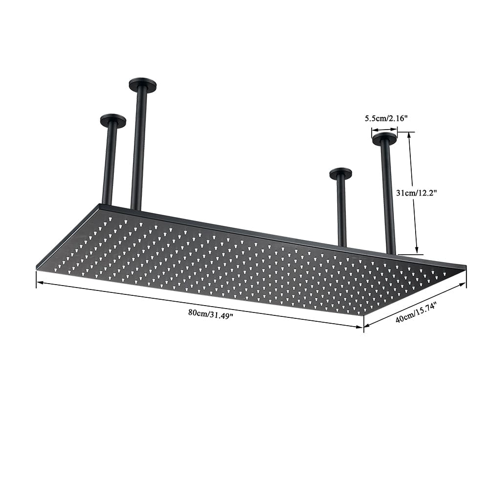 Sistem de dus Sensation, incastrat in tavan, para dreptunghiulara 80/40 cm, 2 functii de curgere, negru mat
