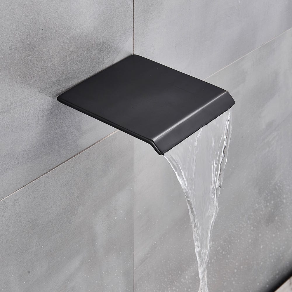 Sistem de dus Waterfall, incastrat in tavan, para patrata 40 cm, 3 functii de curgere, negru mat