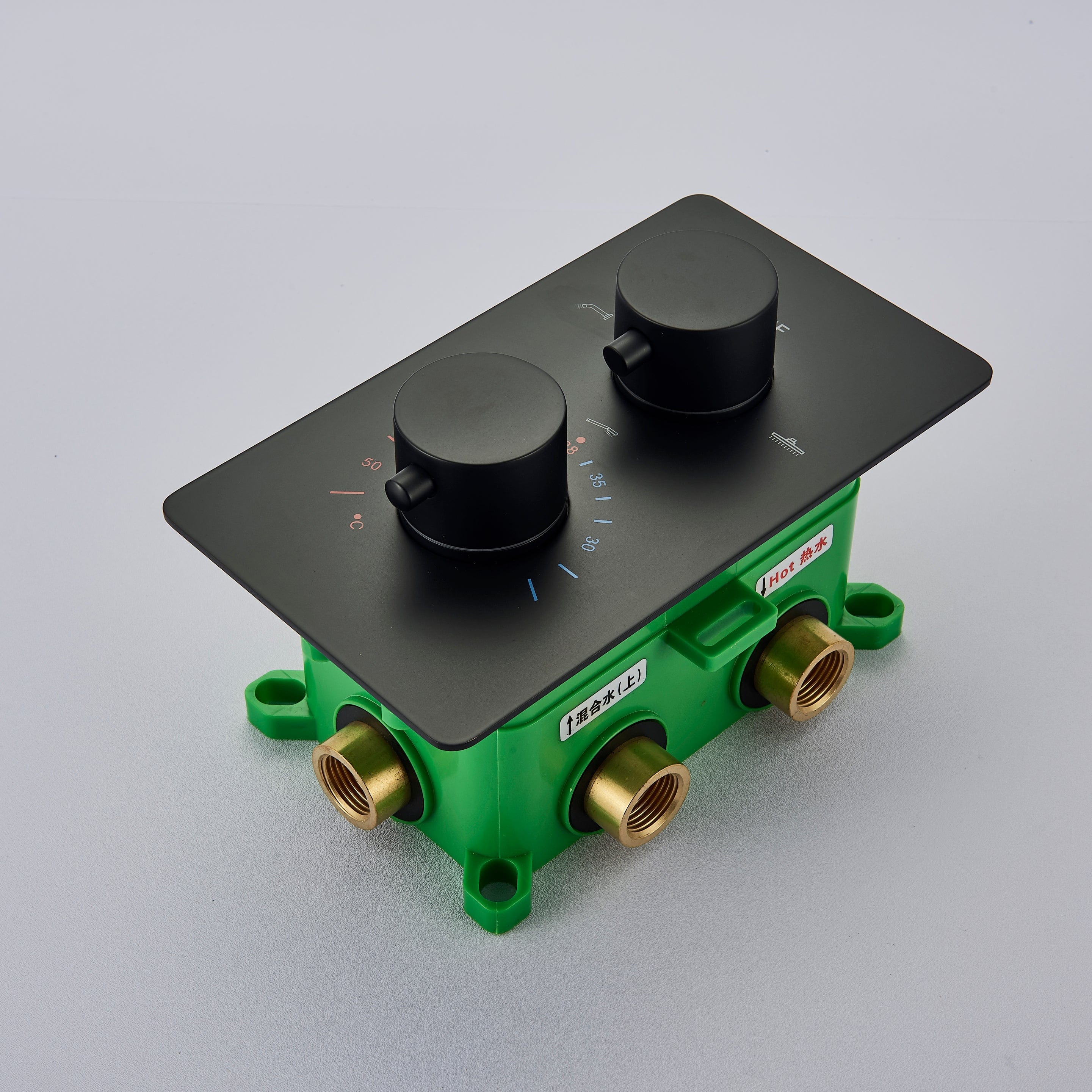 Sistem dus incastrat in tavan cu termostat, para patrata 50 cm, negru mat, 3 functii de curgere a apei si hidromasaj