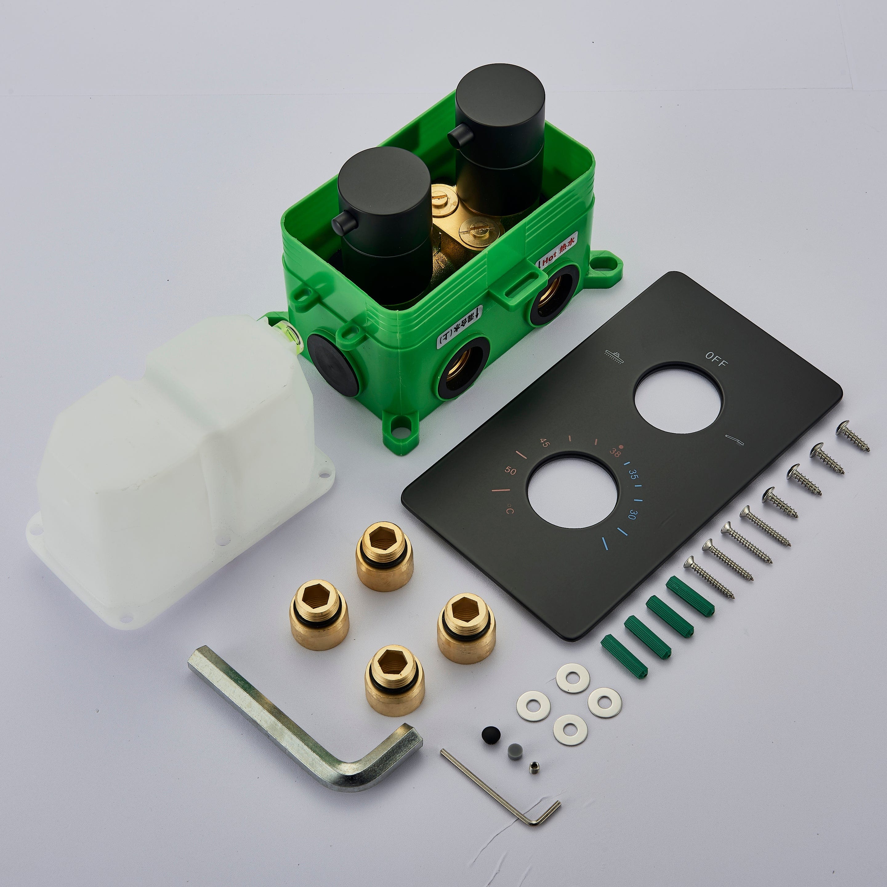 Sistem dus incastrat in tavan cu termostat, para patrata 50 cm, negru mat, 3 functii de curgere a apei si hidromasaj