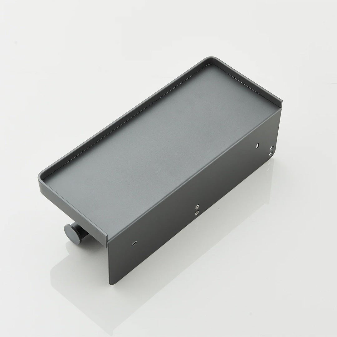 Suport dublu pentru hartie igienica cu raft, gri mat