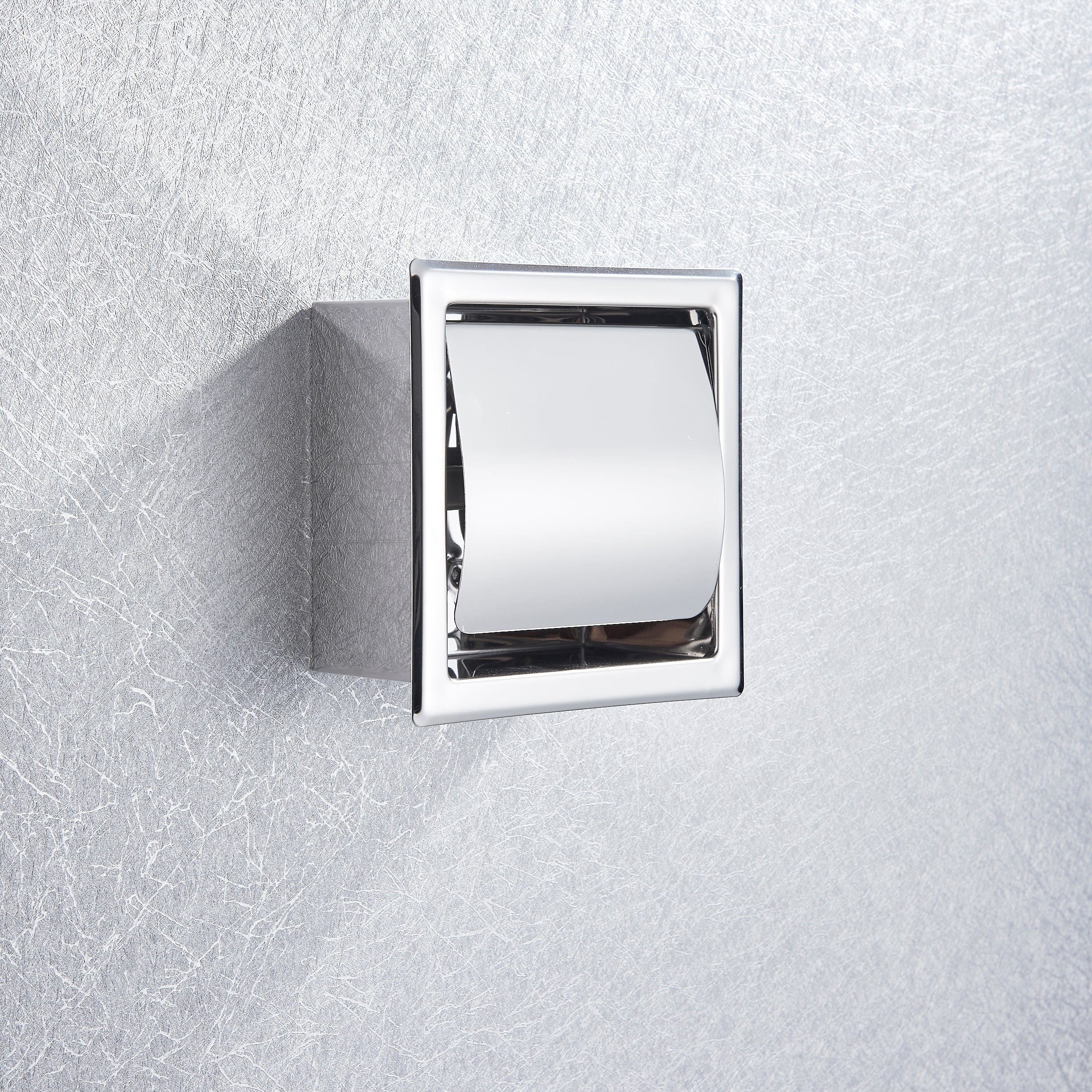 Suport hartie igienica incastrat cu capac de protectie, argintiu cromat