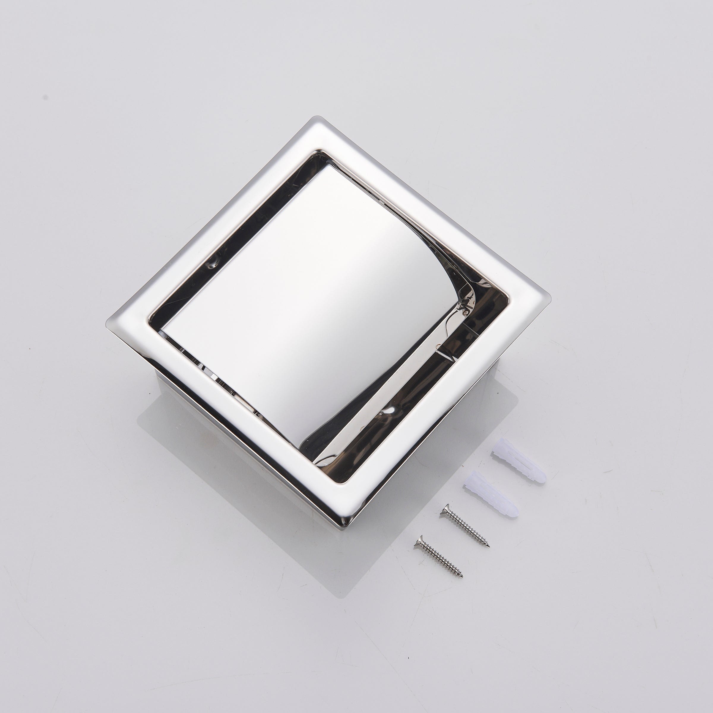 Suport hartie igienica incastrat cu capac de protectie, argintiu cromat