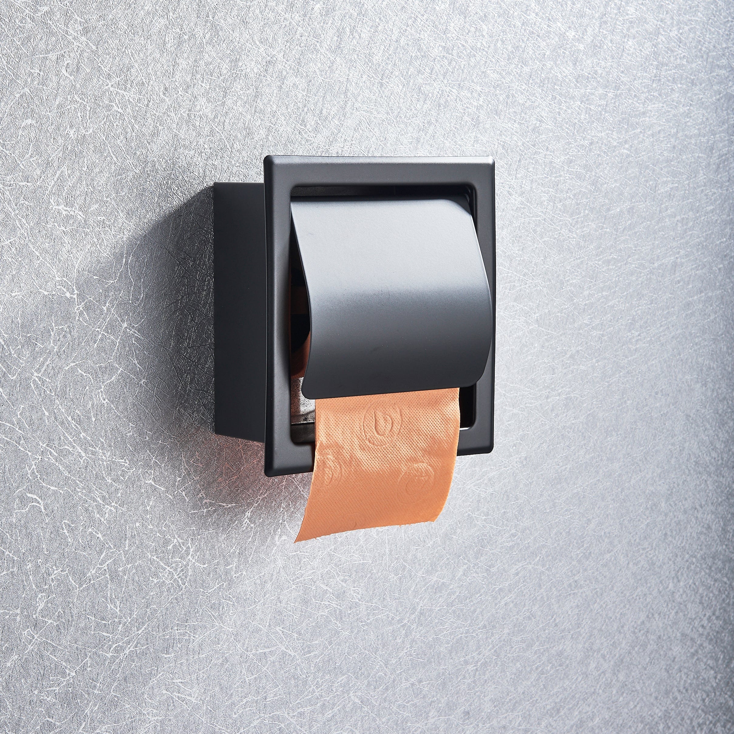 Suport hartie igienica incastrat, cu capac de protectie, negru mat, 1286