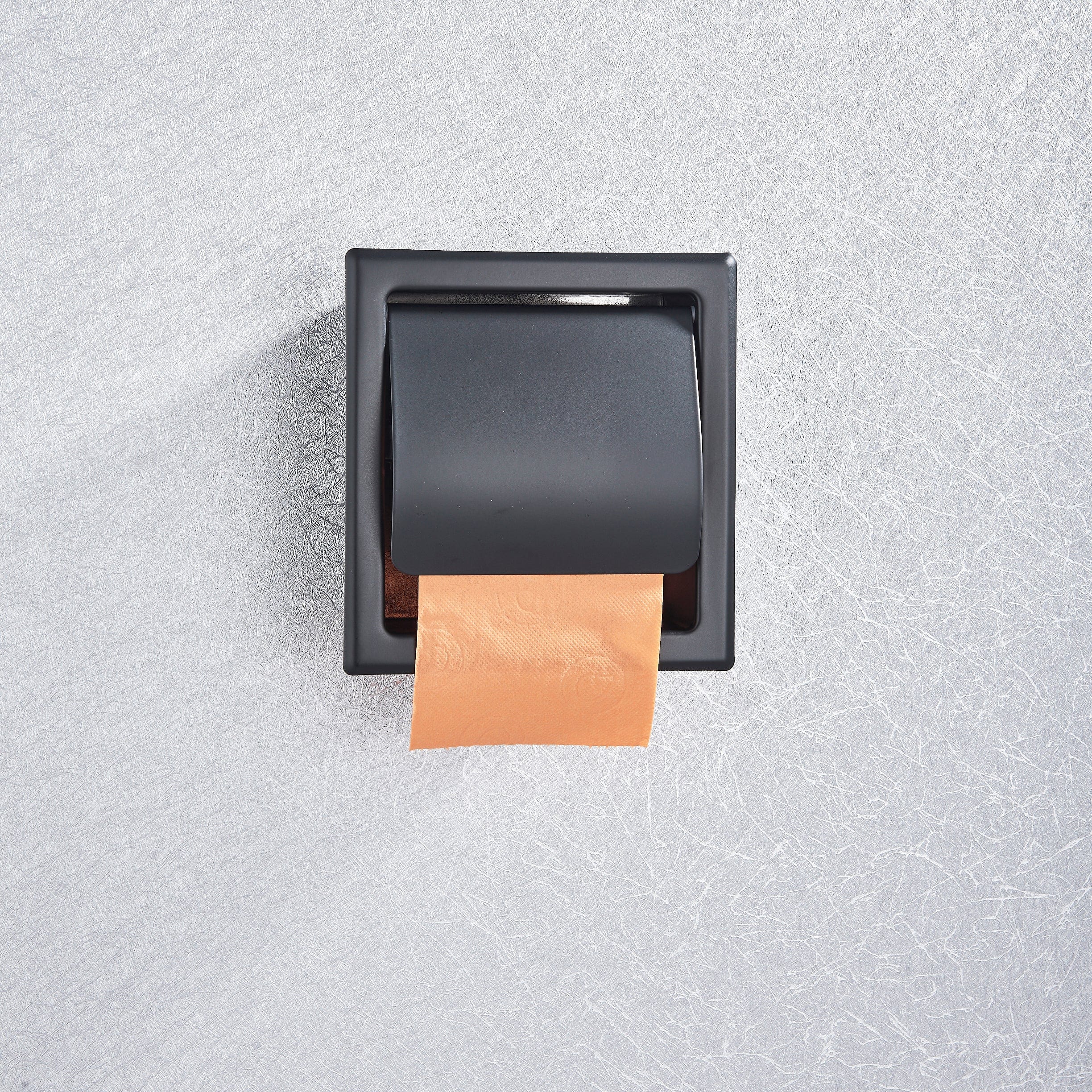 Suport hartie igienica incastrat, cu capac de protectie, negru mat, 1286