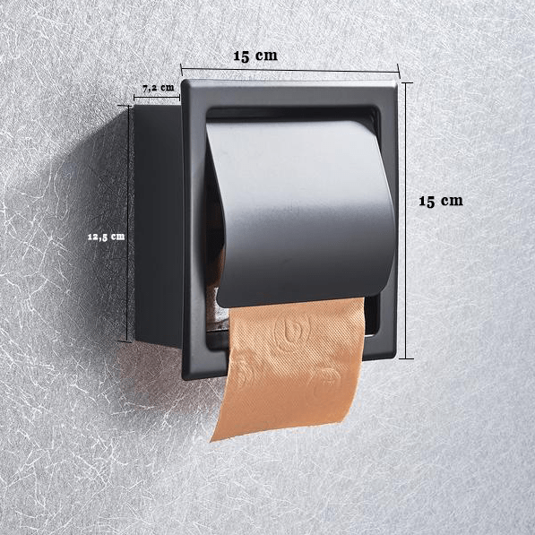 Suport hartie igienica incastrat, cu capac de protectie, negru mat, 1286