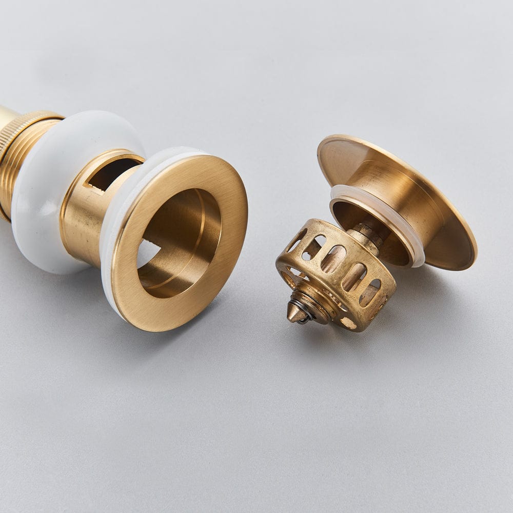 Ventil de scurgere auriu pentru lavoar cu preaplin, din alama solida