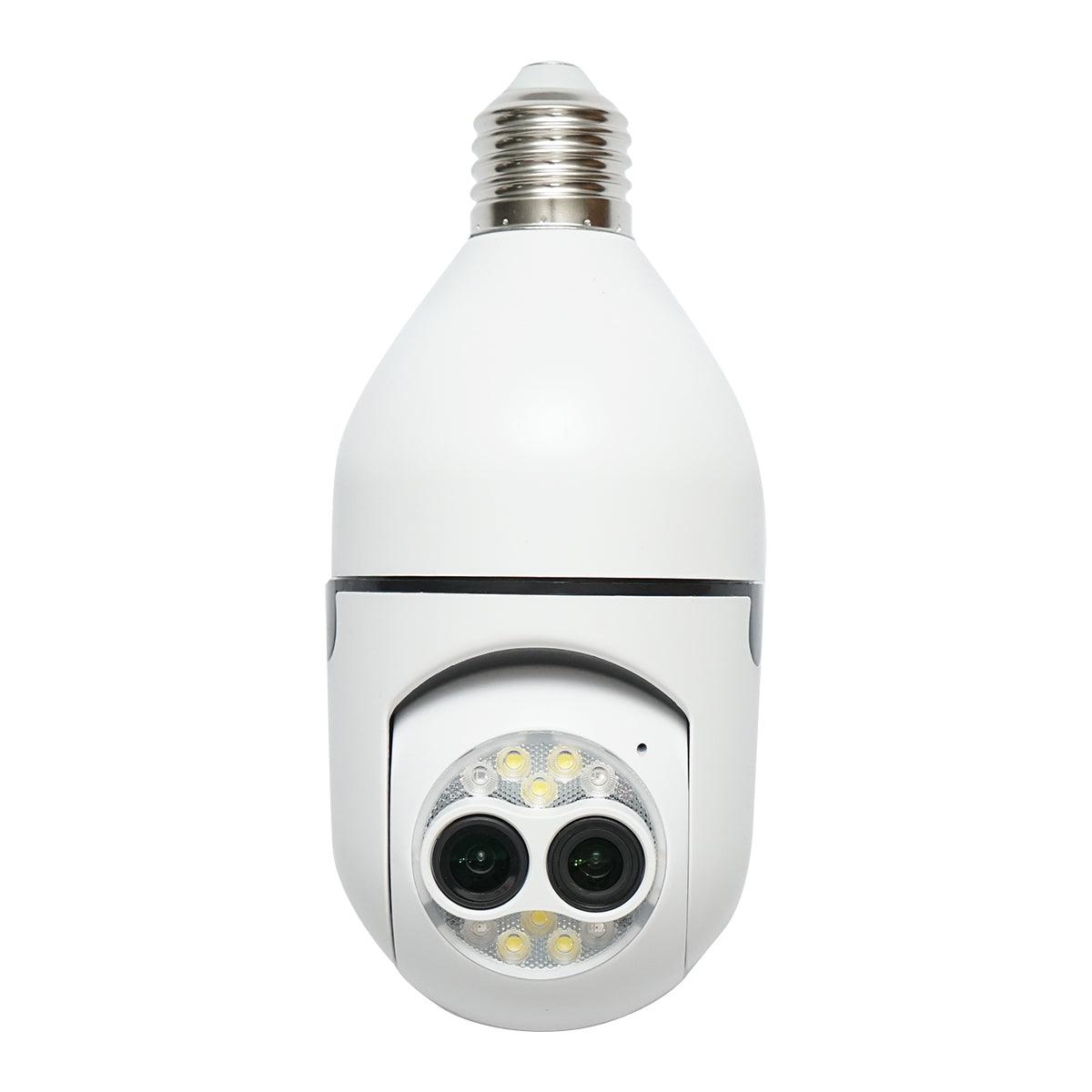 Camera de supraveghere lentila dubla smart-bulb PTZ, WIFI 2.4G 1080P, tip bec E27 cu senzor de miscare, detectie umana si aplicatie iCSee