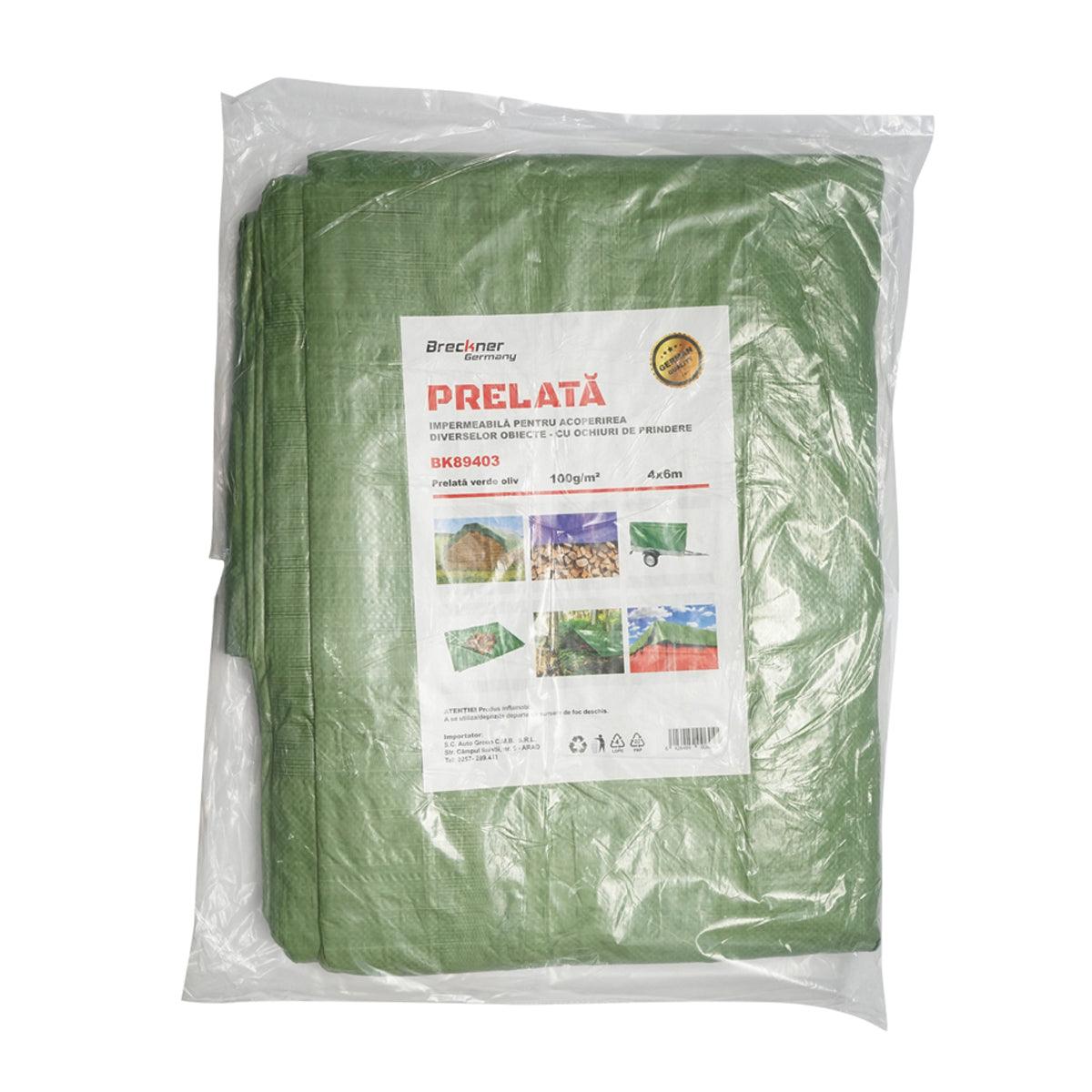 Prelata cu ochiuri de prindere 100g/m2 verde 4x6m Breckner Germany