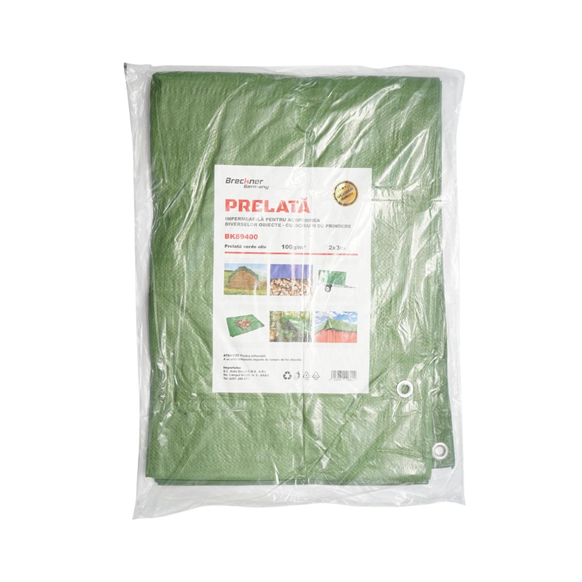 Prelata cu ochiuri de prindere 100g/m2 verde 2x3m Breckner Germany