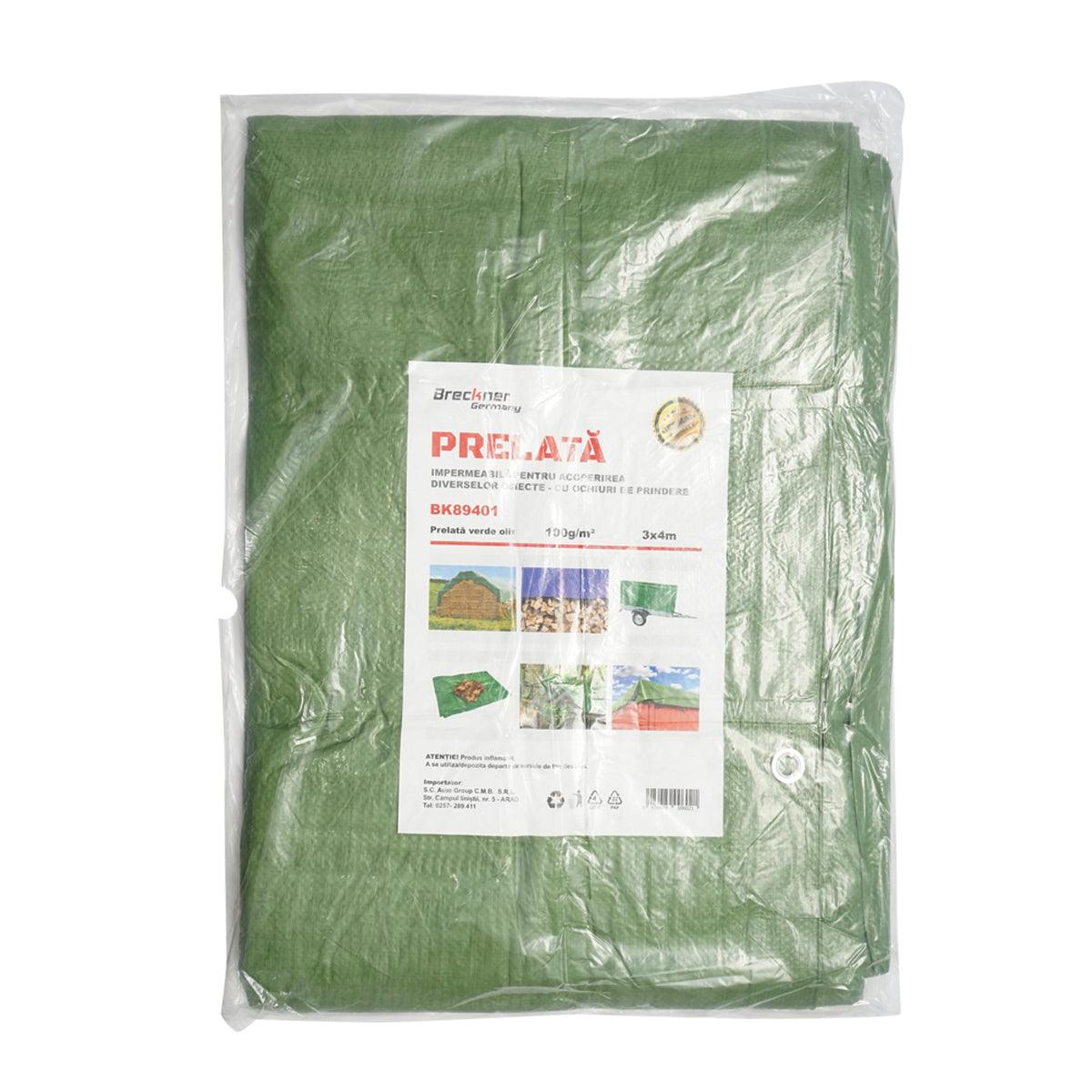 Prelata cu ochiuri de prindere 100g/m2 verde 3x4m Breckner Germany