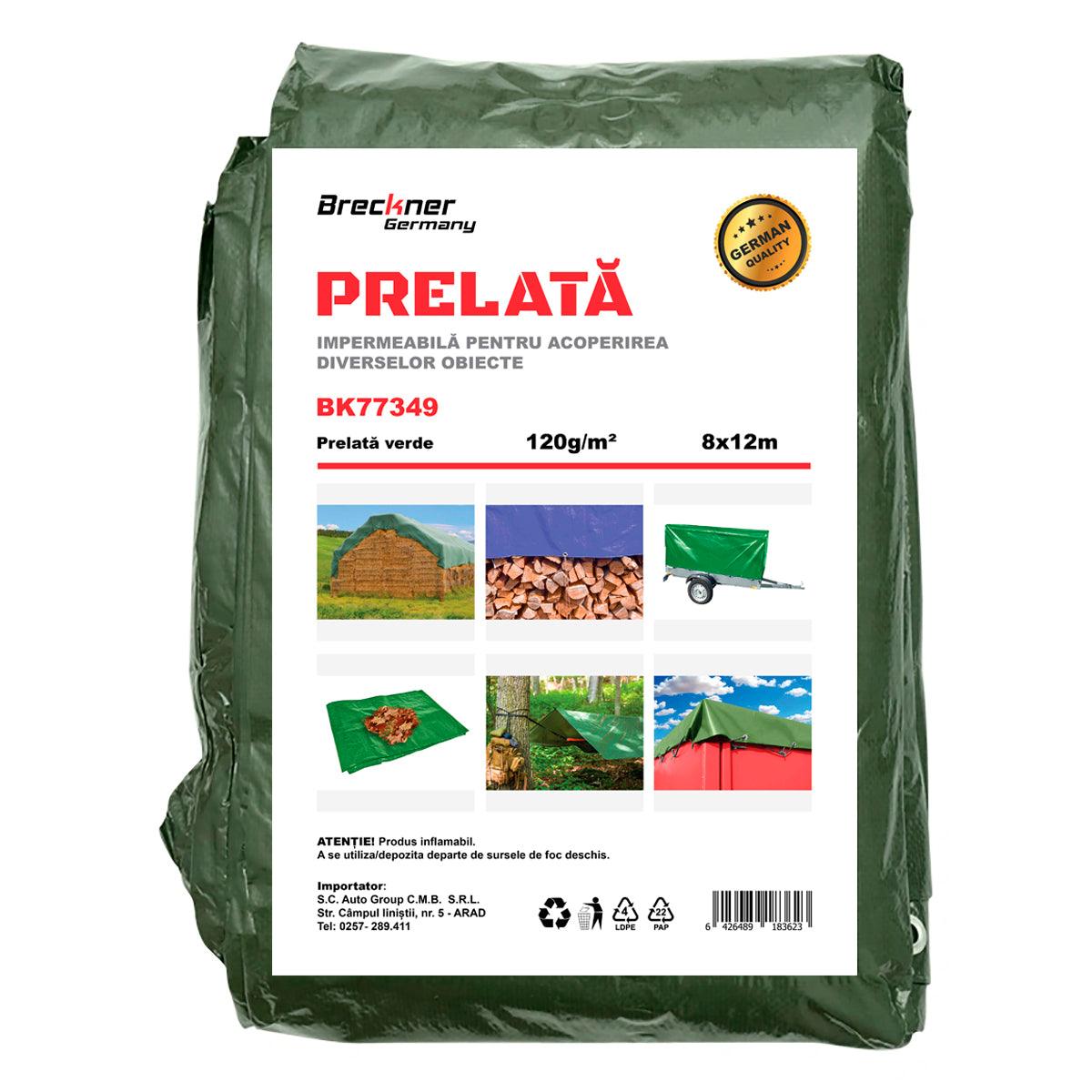 Prelata cu ochiuri de prindere 120g/m2 verde 8x12m Breckner Germany