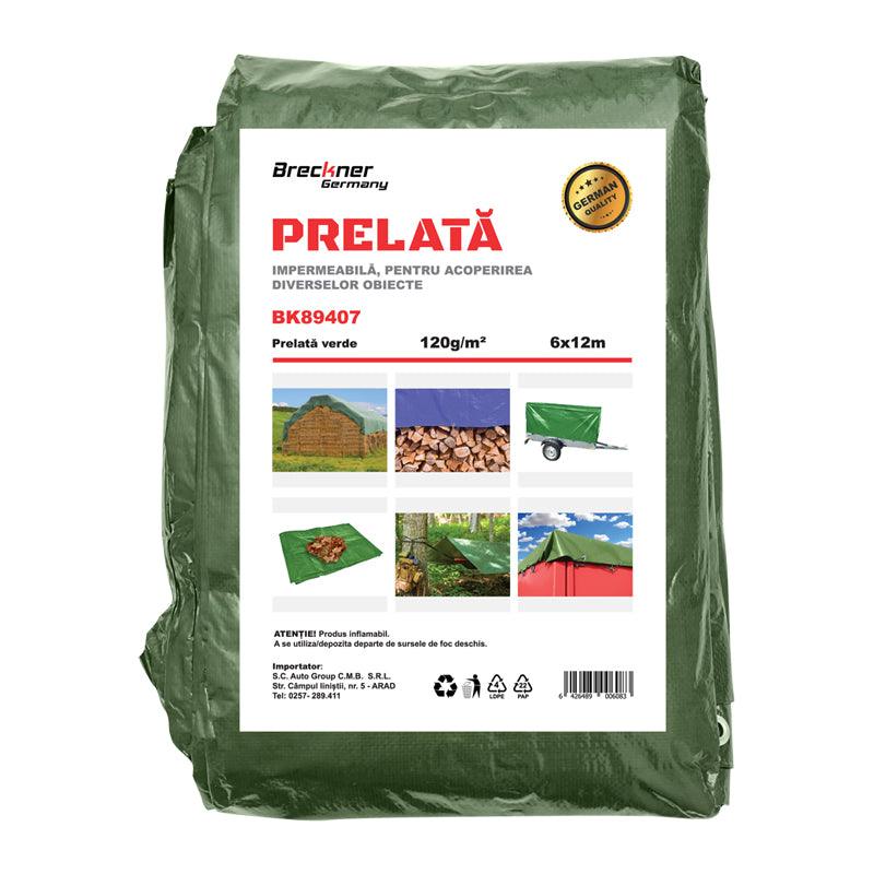 Prelata cu ochiuri de prindere 120g/m2 verde 6x12m Breckner Germany