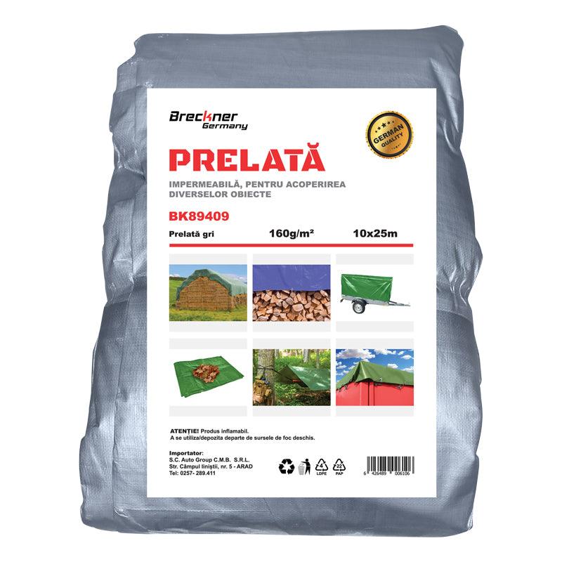 Prelata cu ochiuri de prindere 160g/m2 gri 10x25m Breckner Germany