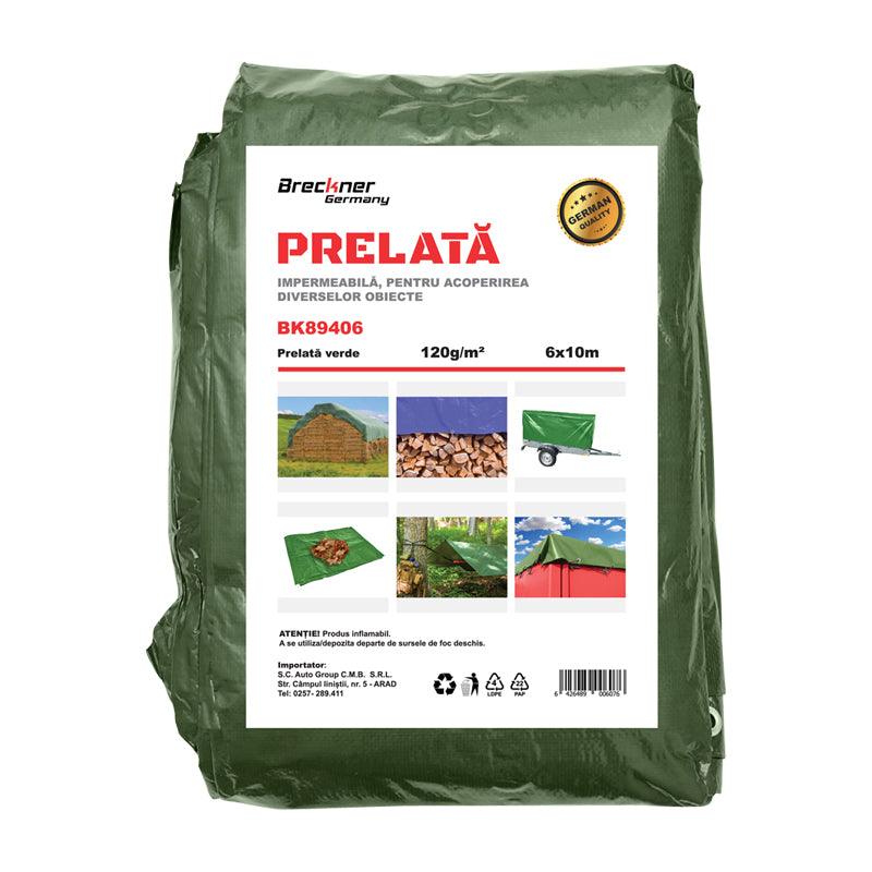 Prelata cu ochiuri de prindere 120g/m2 verde 6x10m Breckner Germany