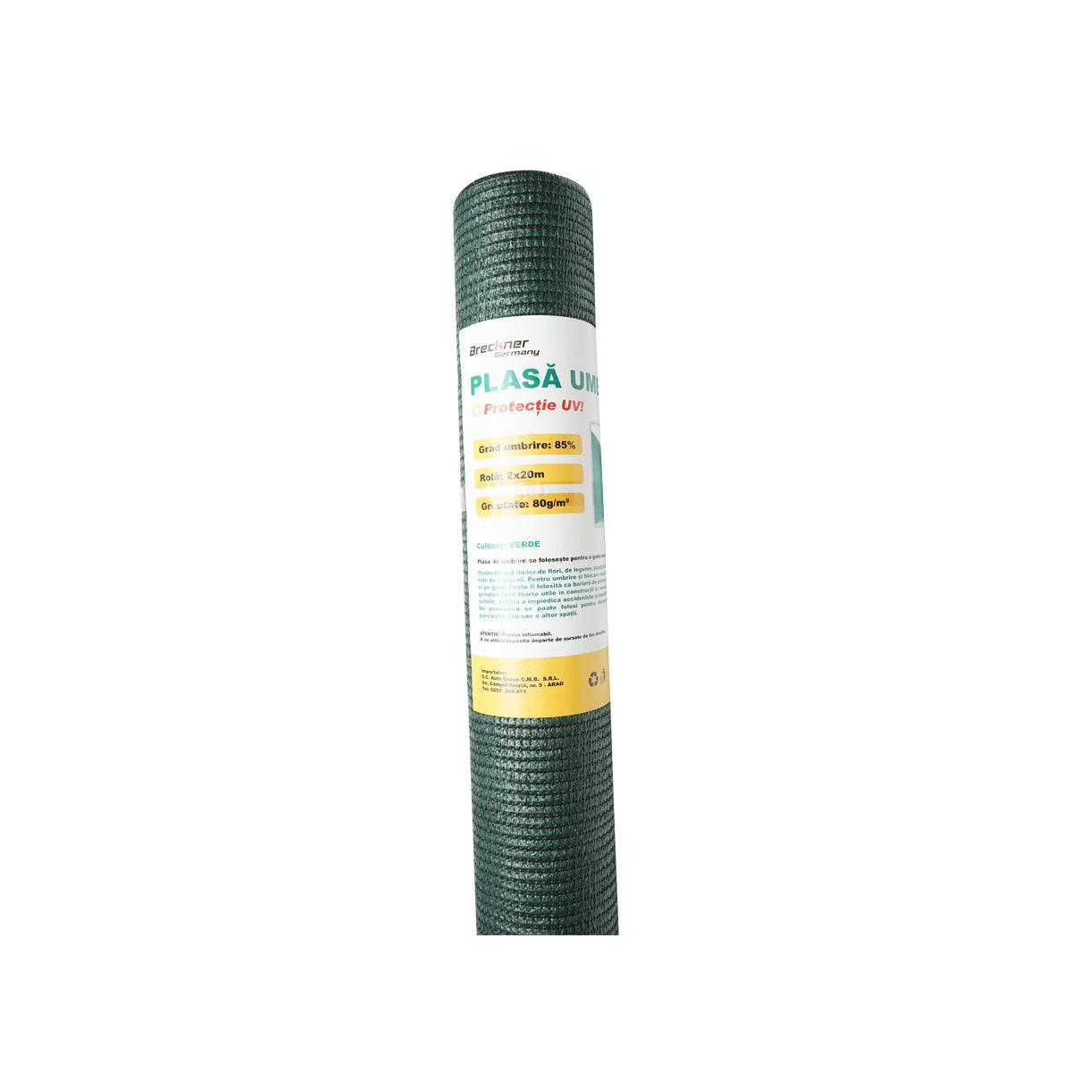 Plasa umbrire 85% latime 2M si lungime 20M verde din polietilena cu protectie UV
