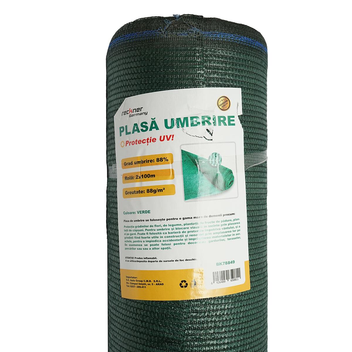 Plasa umbrire 88% latime 2M si lungime 100M verde din polietilena cu protectie UV