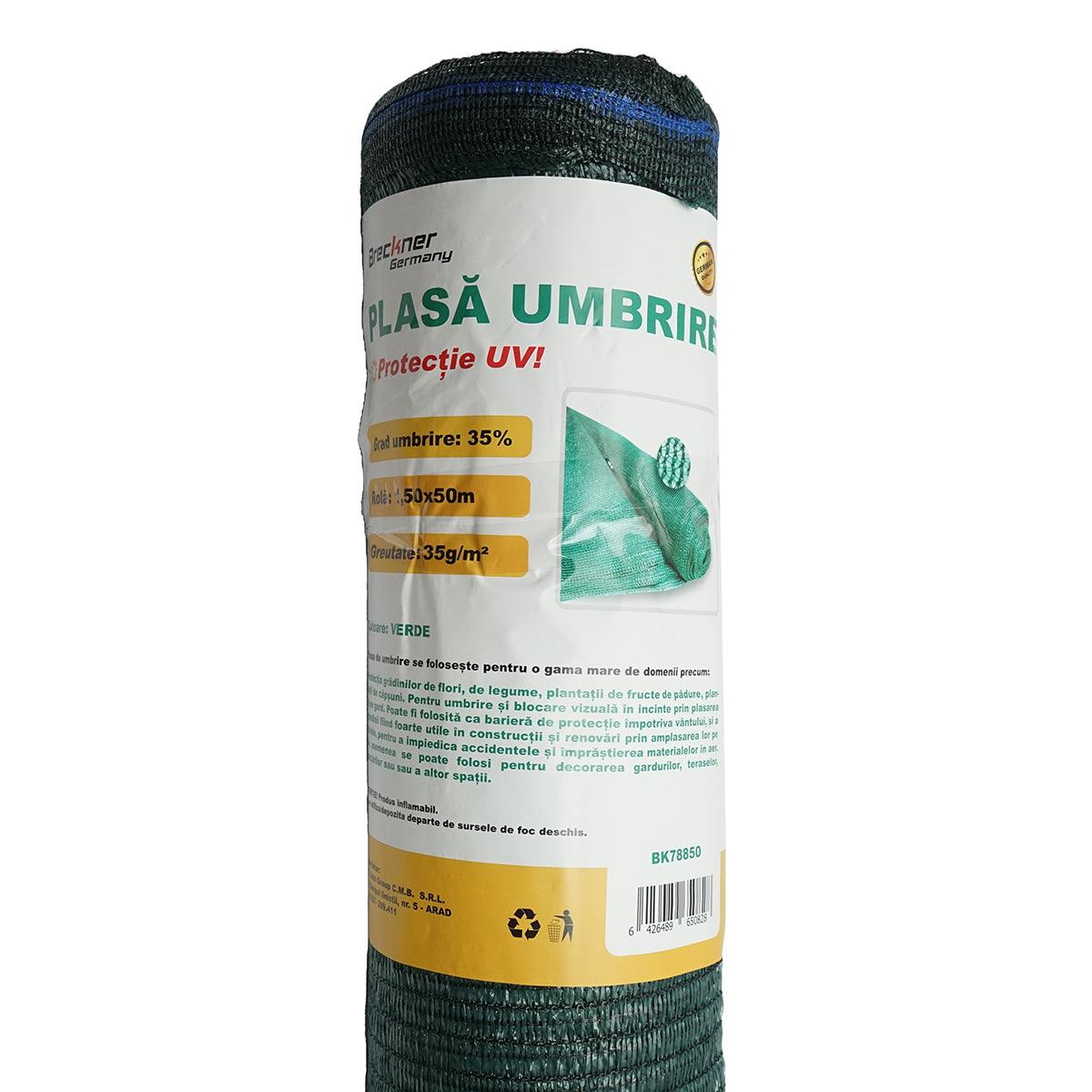 Plasa umbrire 35% latime 1.5M si lungime 50M verde din polietilena cu protectie UV