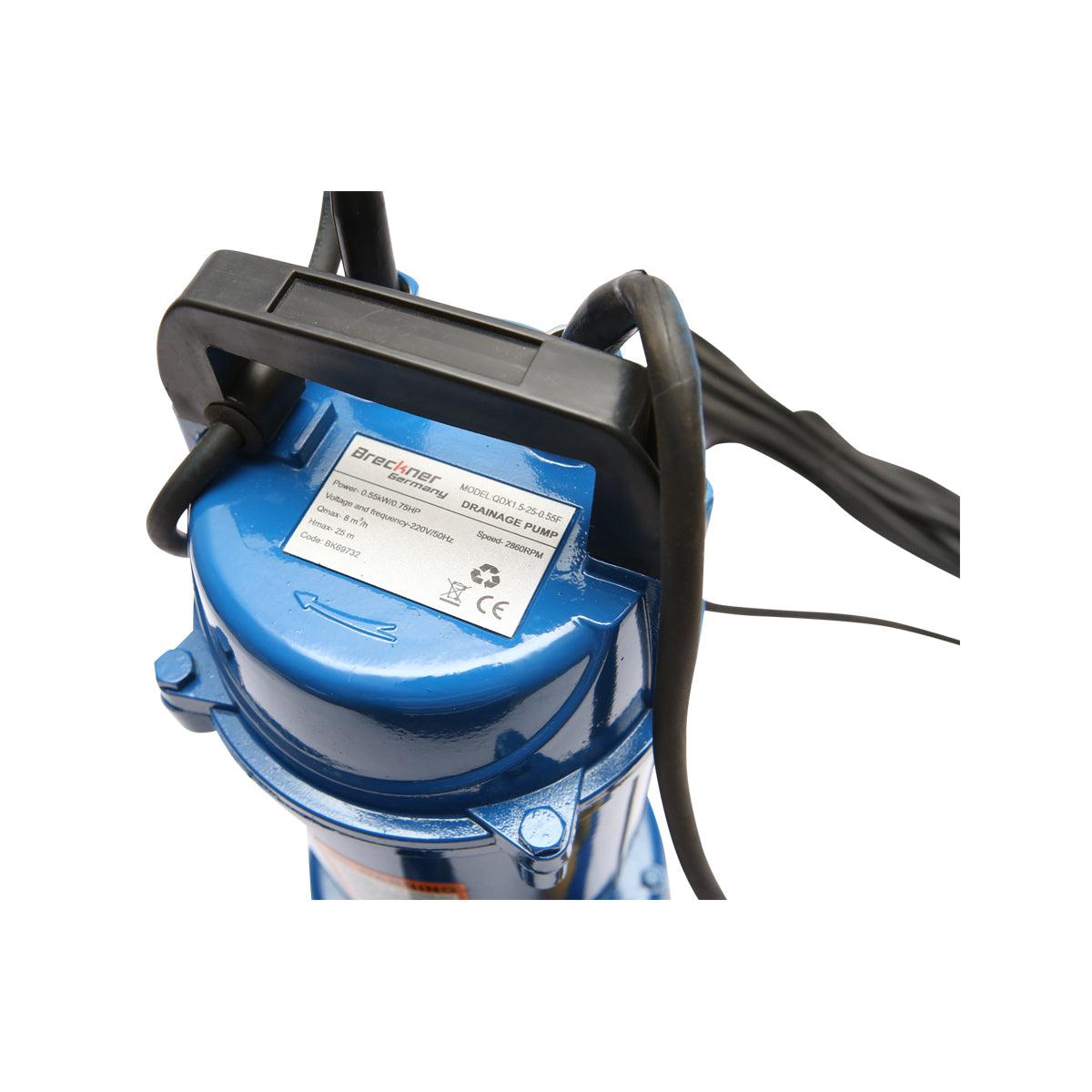 Pompa apa murdara, drenaj submersibila cu flotor 550W, 133L/min, adancime 20m, 220V, QDX1.5-25-0.55F Breckner Germany